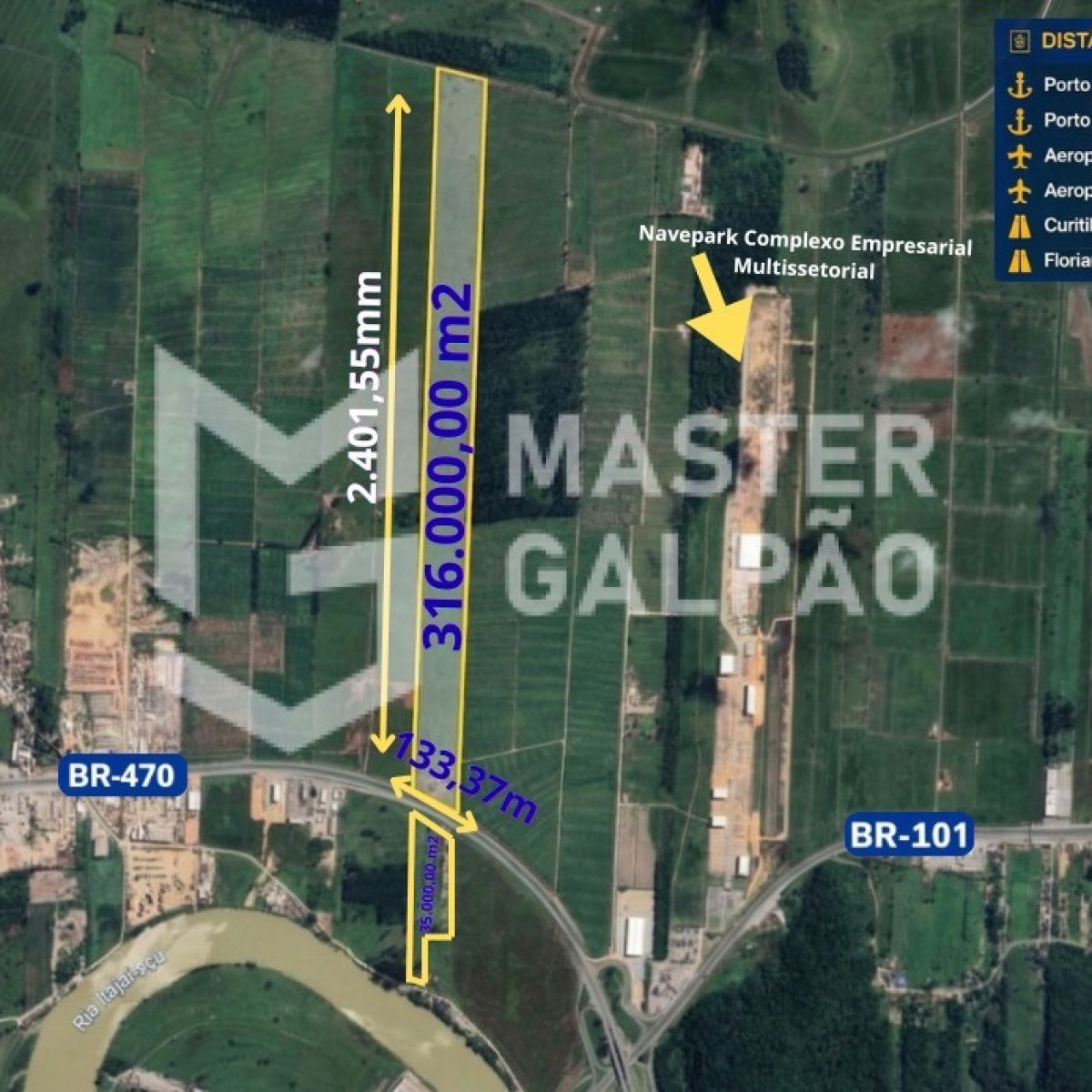 Área Industrial 351.946m² | Volta Grande - Navegantes/SC